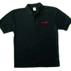 polo shirt with stitched discreet running fox logo