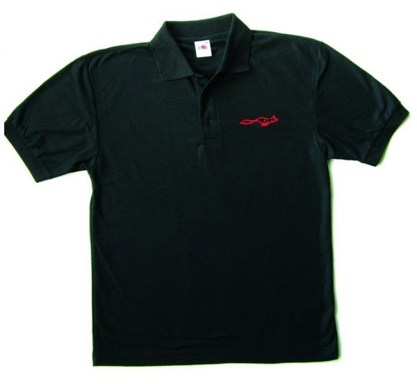 polo shirt with stitched discreet running fox logo