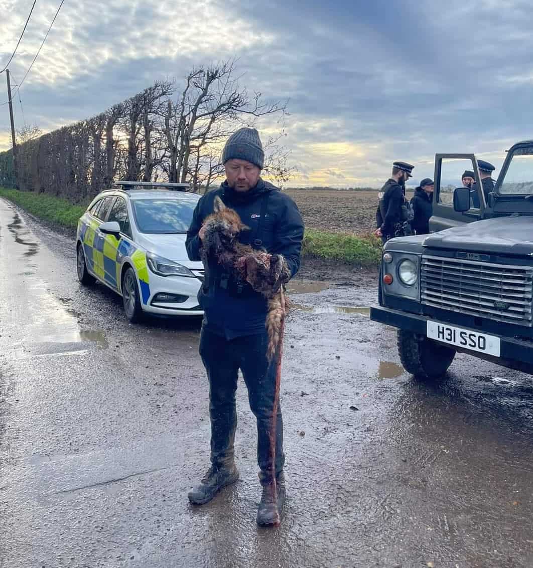 Sab cradles fox killed by the East Kent with West Street Hunt
