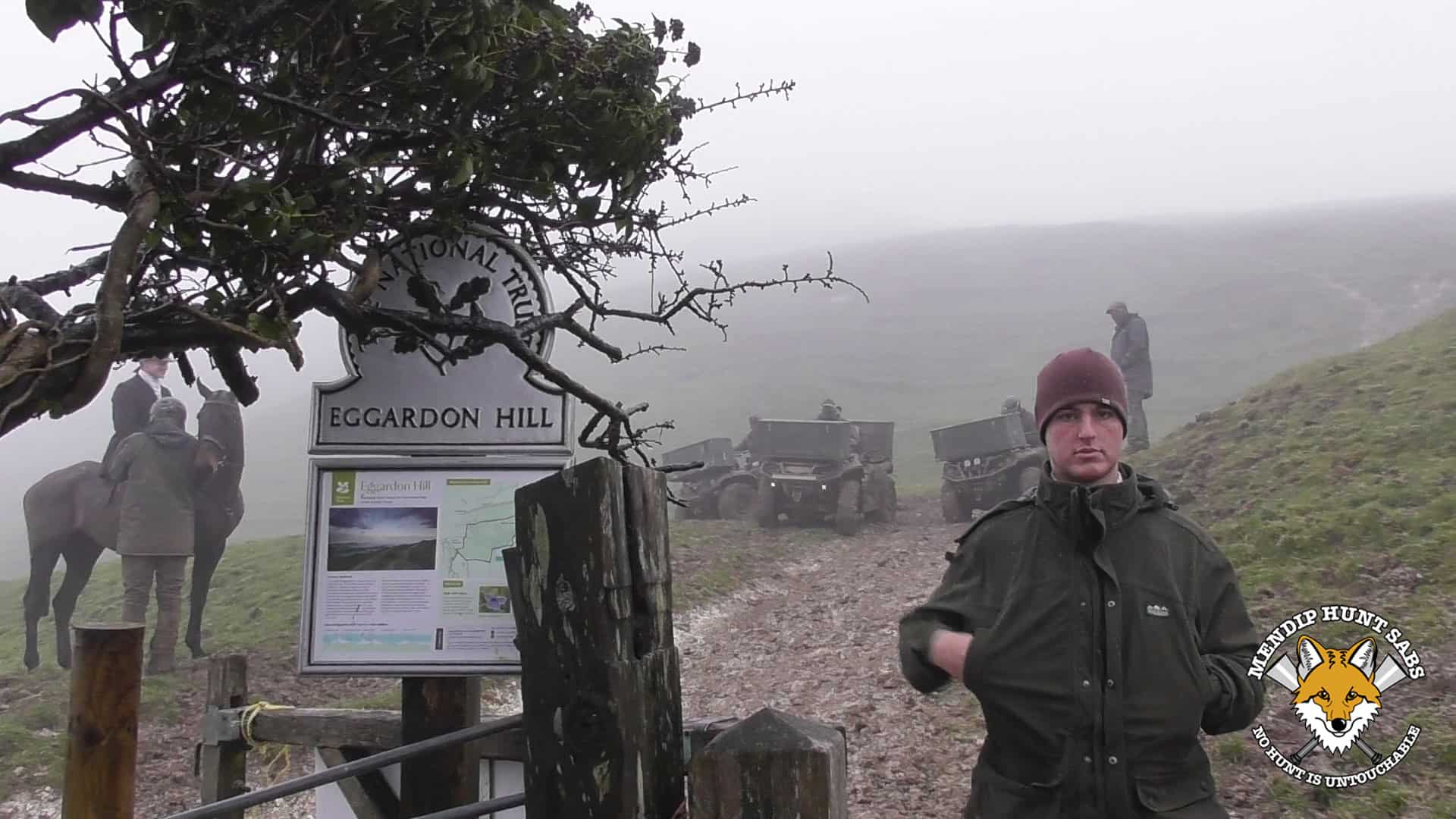 Cattistock Hunt & South Dorset Hunt on National Trust land in Dorset. January 2024. Mendip Hunt Sabs