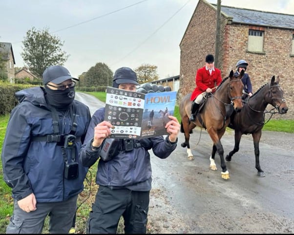 Hunt sabs catching up with the news. © EYC Hunt Sabs